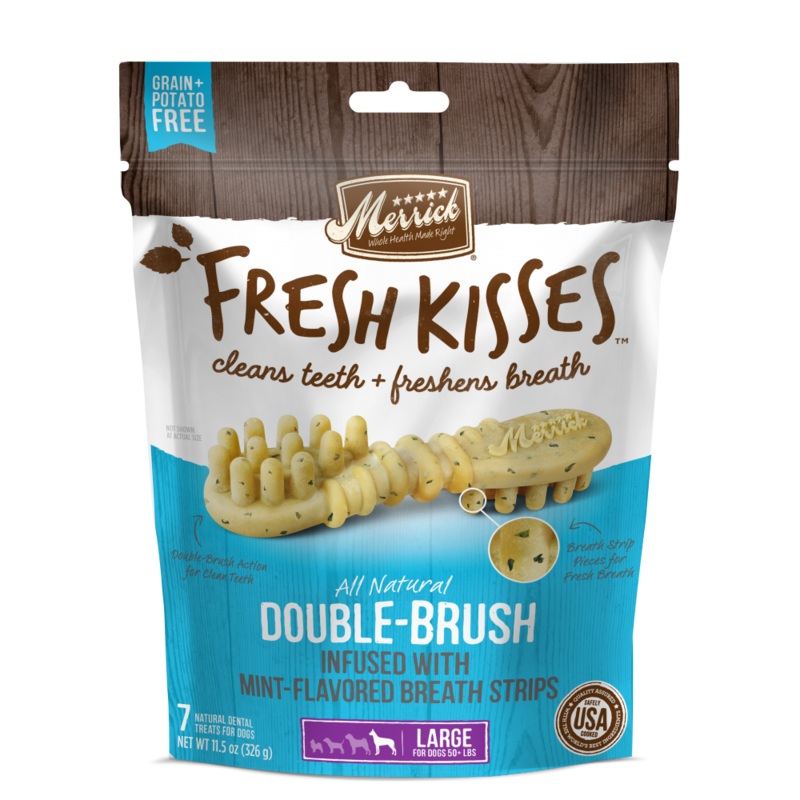 Merrick Fresh Kisses Grain Free Mint Breath Strips Large Dental Dog Treats