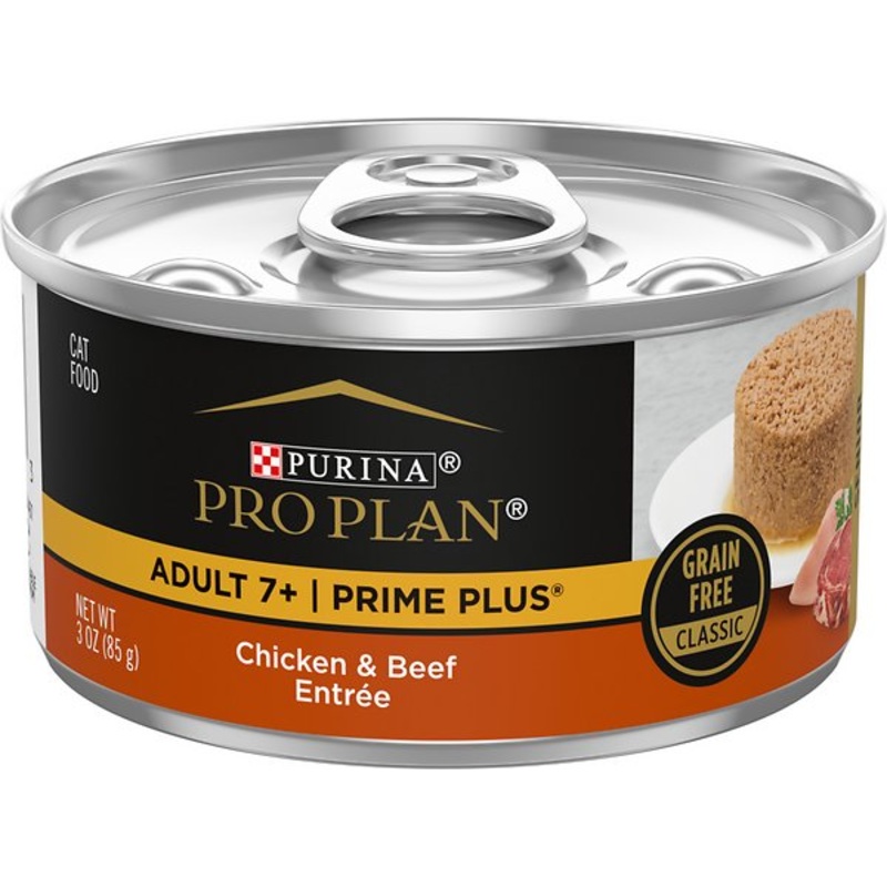 Purina Pro Plan Prime Plus Adult 7+ Wet Cat Food (3 oz) [24 count] Chicken & Beef Entre