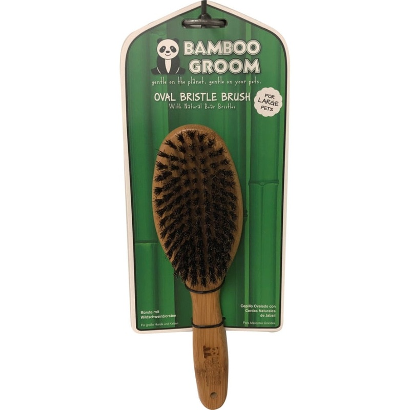 BAMBOO GROOM OVAL BOAR BRISTLE BRUSH LG