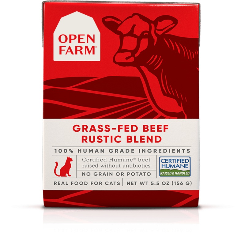 Open Farm Grain Free Grass Fed Beef Recipe Rustic Blend Wet Cat Food 5.5 oz