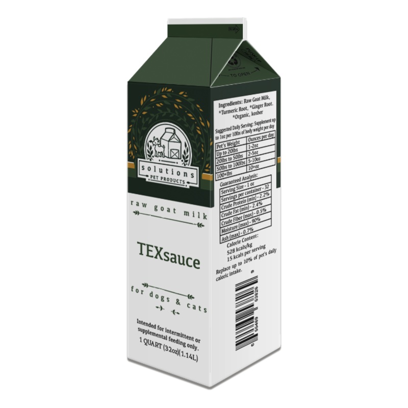 Solutions Pet Products Raw Goat Milk TEXsauce Supplement for Dogs & Cats 32 oz