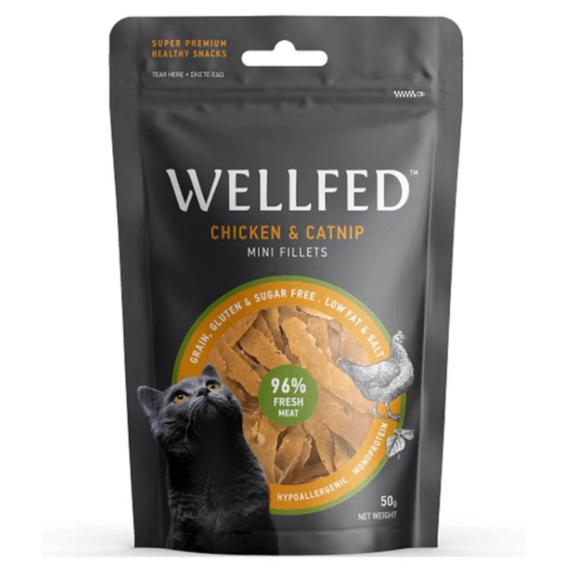 Wellfed  Monoprotein Chicken & Catnip Mini Fillets  Grain & Sugar Free – 50g