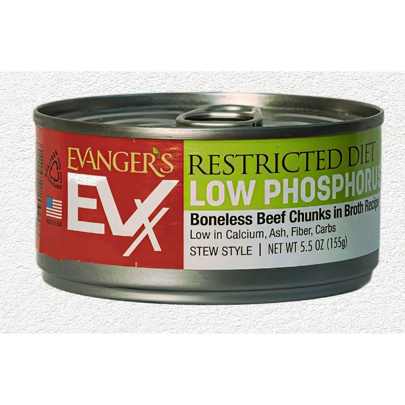 Evanger’s EVX Restricted Diet Low Phosphorus Beef Chunks for Cats, 5.5 oz