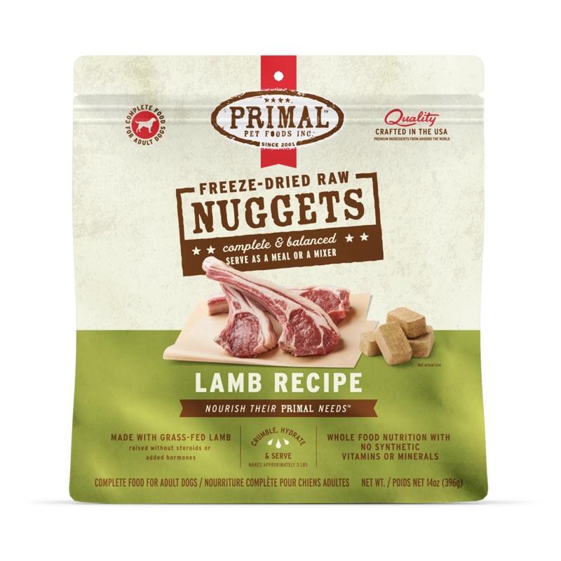 Primal Pet Foods Freeze-Dried Raw Nuggets Dog Food Lamb Recipe 5.5 oz