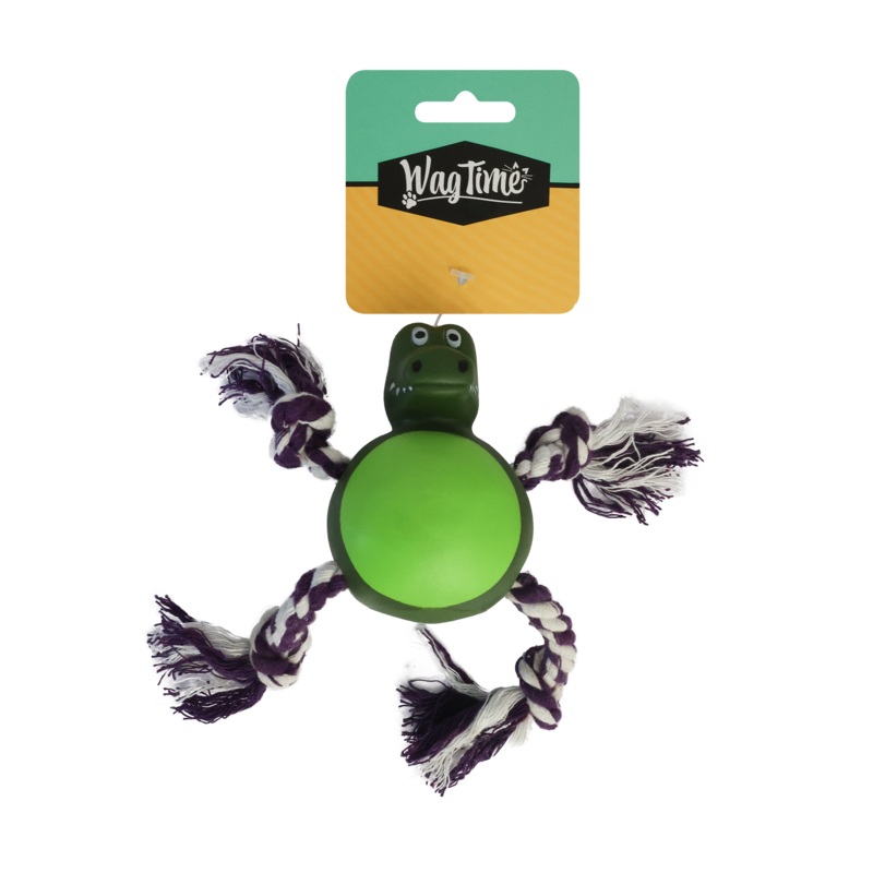 WagTime Vinyl Crocodile Rope Toy 18cm