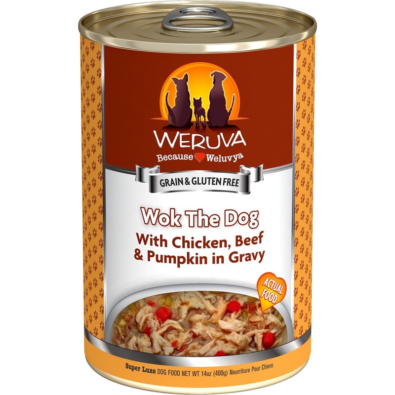 Weruva Wok The Dog with Chicken, Beef & Pumpkin in Gravy Canned Dog Food 14 oz