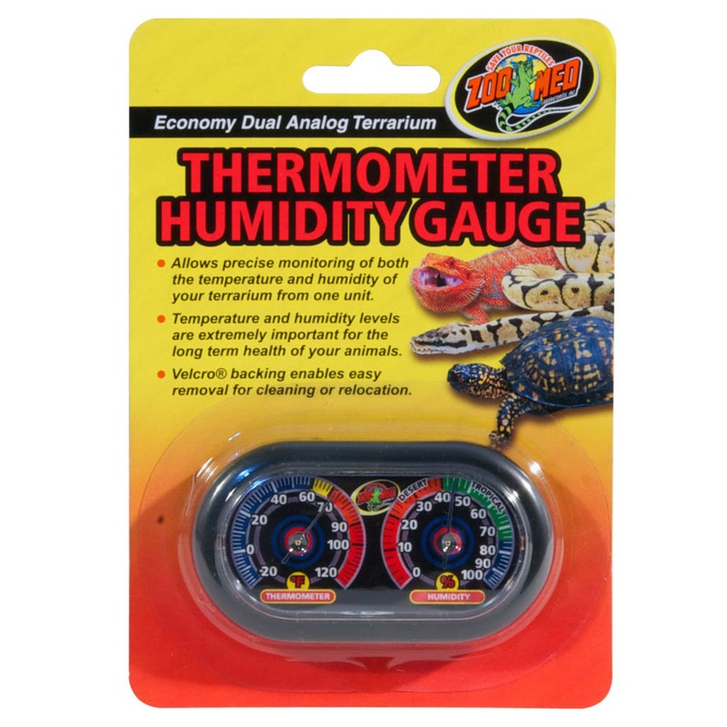 Zoo Med Dual Analog Terrarium Thermometer/Humidity Gauge OS