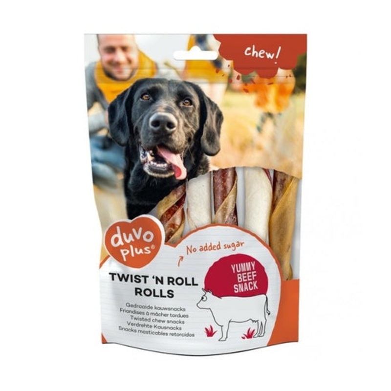 Duvo Twist’N Rolls Beef – 12.5cm – 5Pcs / 20cm – 2Pcs[Count – 5, Length – 12.5cm]
