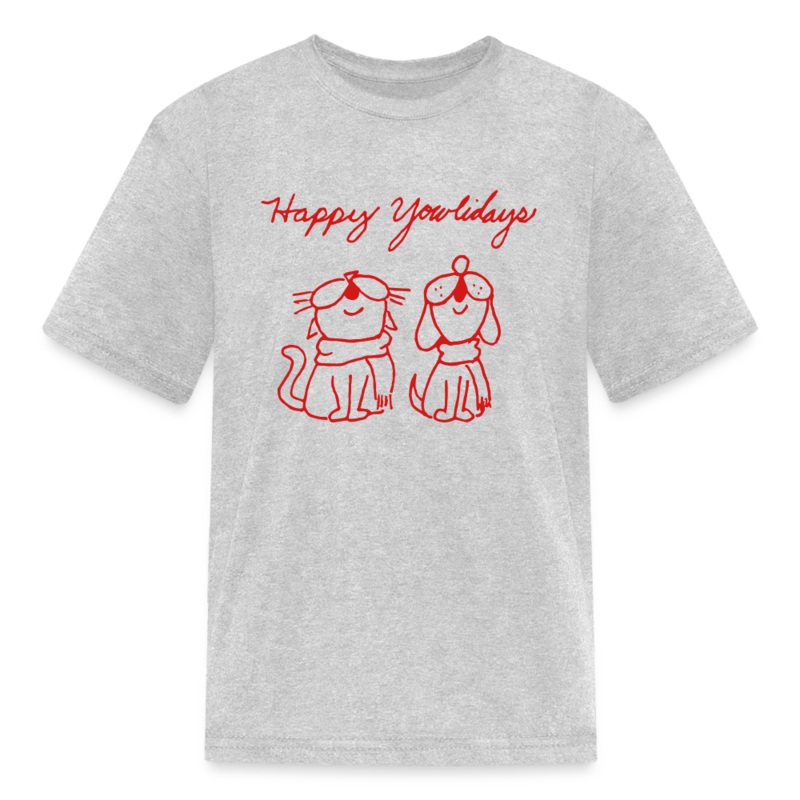 Happy Yowlidays Kids’ T-Shirt heather gray S