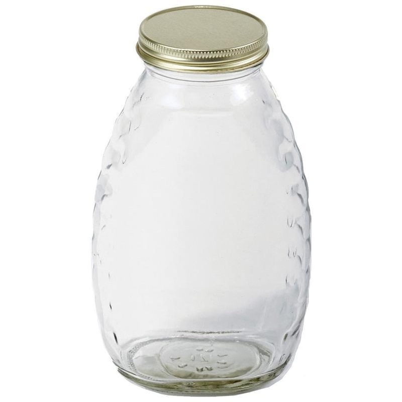 LITTLE GIANT GLASS HONEY JAR WITH LID 16 OZ-12 PK