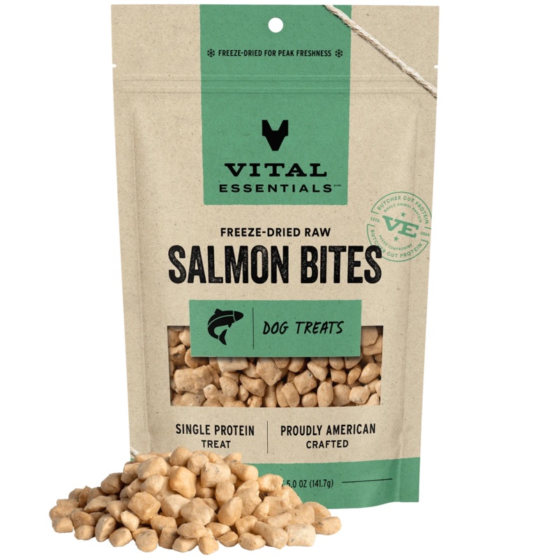 Vital Essentials Freeze Dried Raw Salmon Bites Dog Treats 2.5 Oz