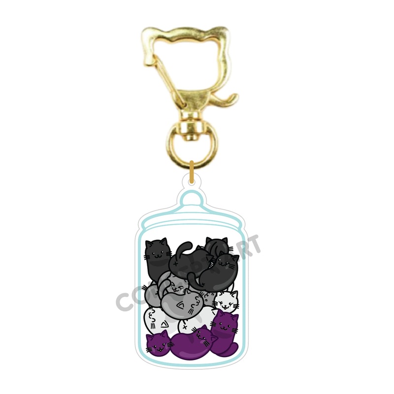 Asexual Jelly Cat Beans in Jar Pride Flag Acrylic Keychain