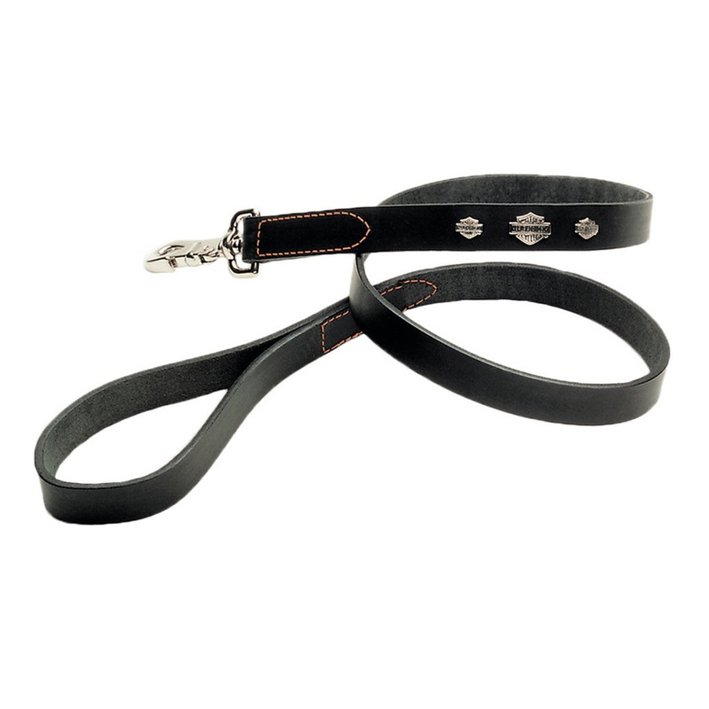 Coastal Pet Products Harley-Davidson Leather Dog Leash (5/8″x4′, Black with Orange Thread)