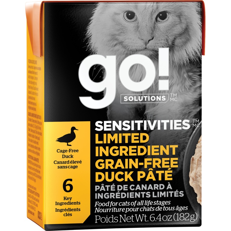 GO! Sensitivities Cat LID Grain Free Duck Pate Tetra Pack Single 181g