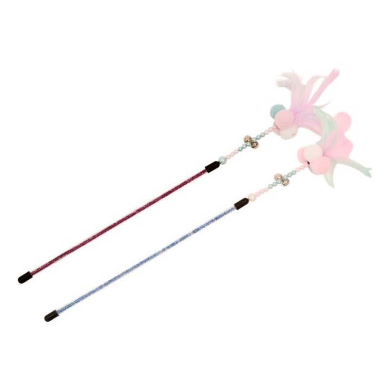 Cotton Candy Double PomPom Cat Wand | Bud’Z