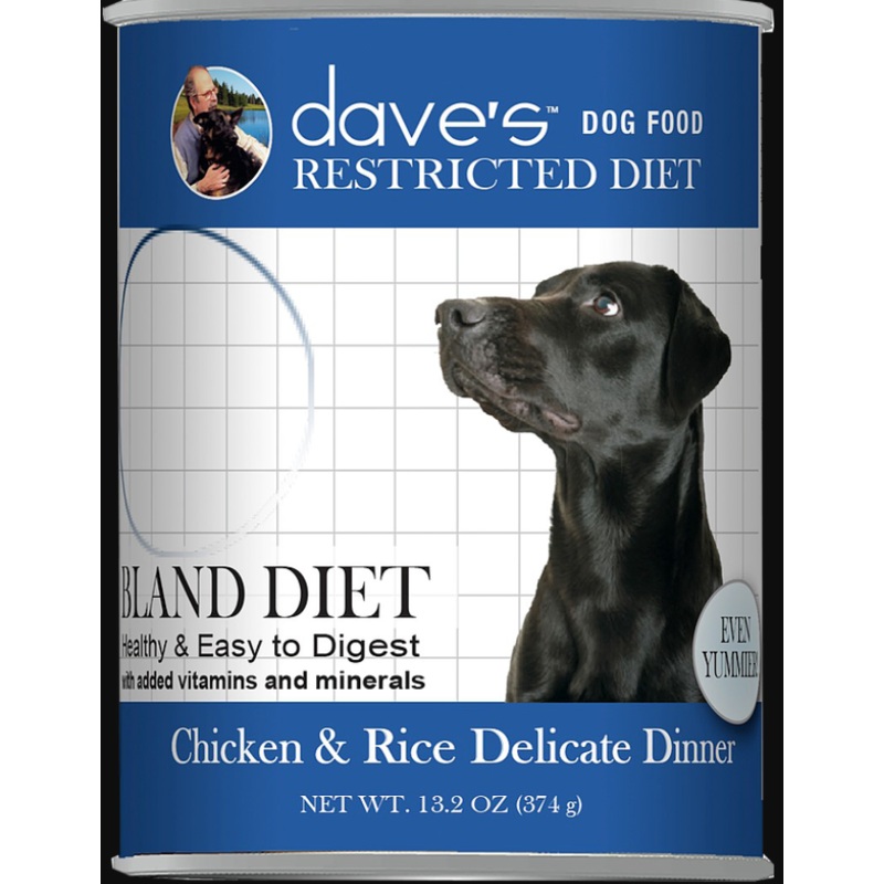Dave’s Restricted Diet Bland  Chicken and Rice Canned Dog Food 13.2 oz Single Can