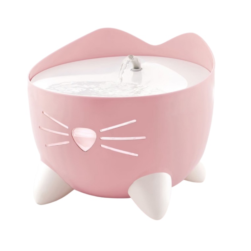 PIXI Stainless Steel Cat Water Fountain Pink Holds 2.5 Liters