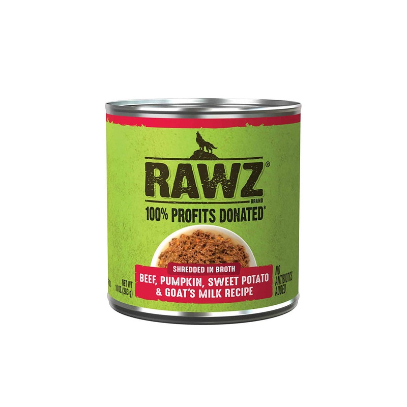 Rawz Beef, Pumpkin, and Goat Milk Shredded Canned Dog Food 10 oz