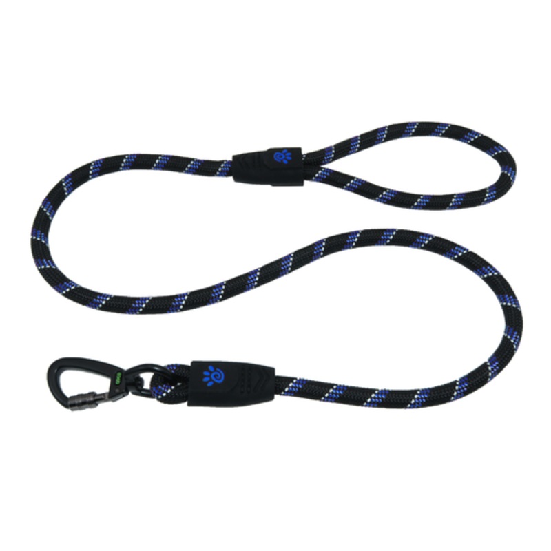 DOCO Reflective Rope Leash W/ soft Rubber Handle Ver.5 – Click & Lock Snap 13mm x 150cm(L) Blue