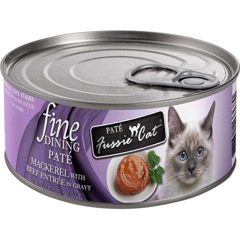 Fussie Cat Fine Dining Wet Cat Food – Mackerel Beef Fine Dining Canned Cat Food 2.82oz Can