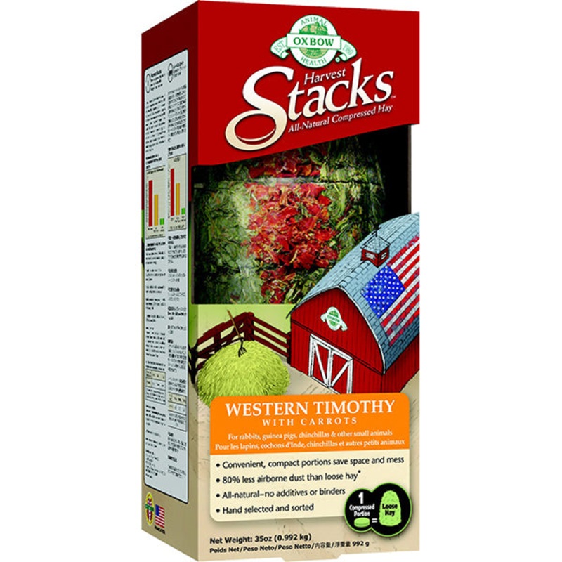 Harvest Stacks Compressed Hay Western Timothy & Carrots Small Animal Food 35oz