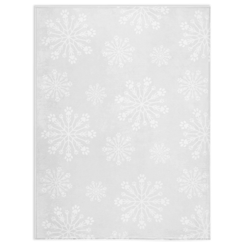 Paw Snowflake Minky Blanket – White/White 30×40 inch
