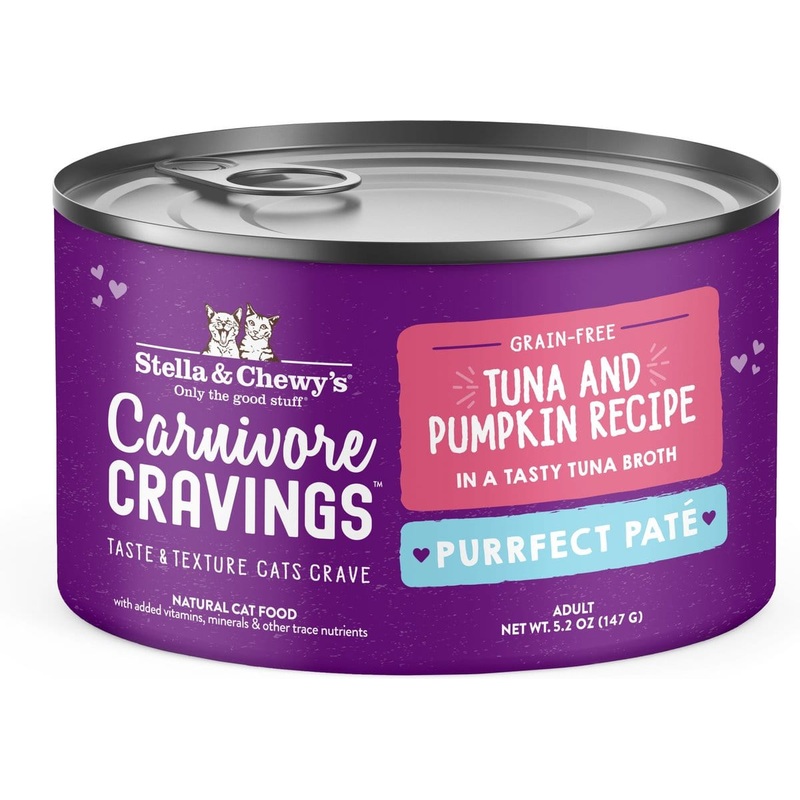 Stella & Chewy’s Carnivore Cravings Purrfect Pate Tuna & Pumpkin Pate Recipe in Broth Wet Cat Food 5.2 oz