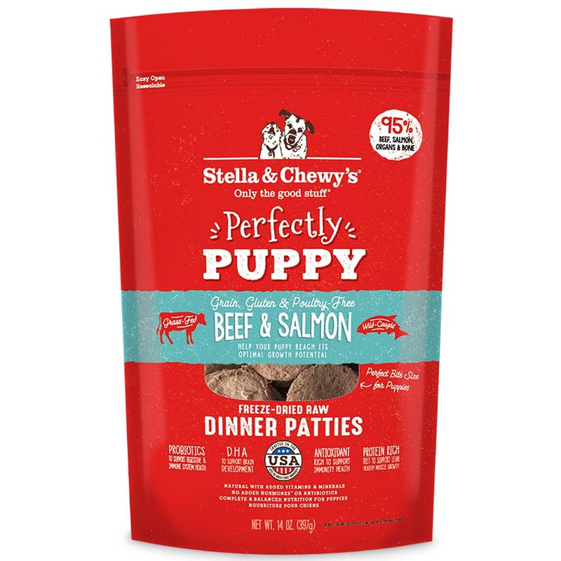 Stella & Chewy’s Perfectly Puppy Beef & Salmon Dinner Patties Freeze-Dried Raw Dog Food 14oz