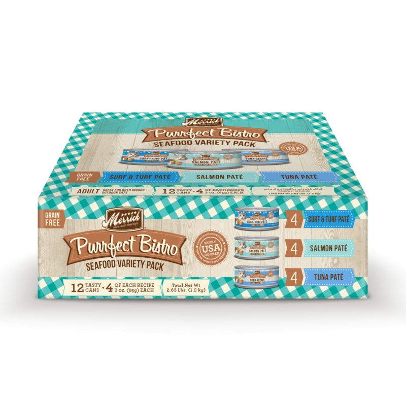 Merrick Purrfect Bistro Grain Free Seafood Pate Variety Pack Canned Cat Food