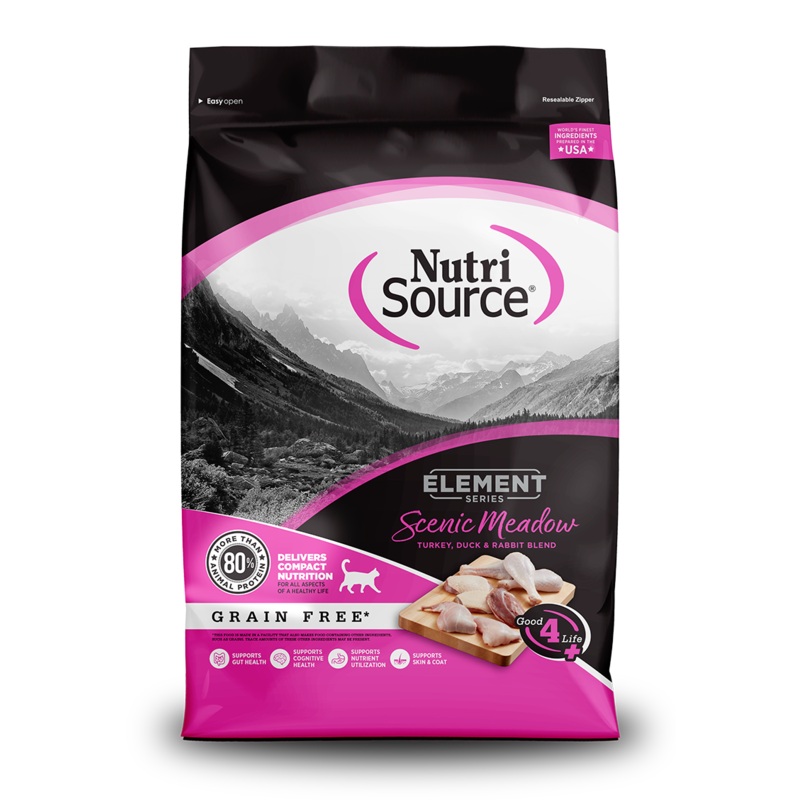 NutriSource Scenic Meadow Grain Free Turkey, Duck & Rabbit Blend Dry Cat Food 4 lb