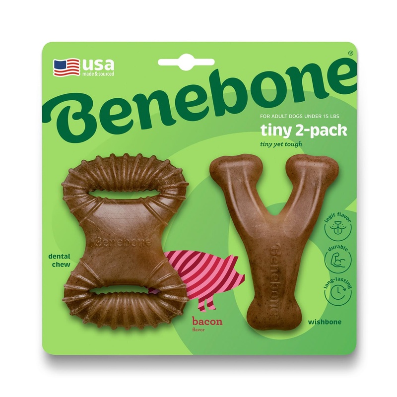 Benebone 2-Pack Dental Chew, Wishbone(Tiny)  Bacon
