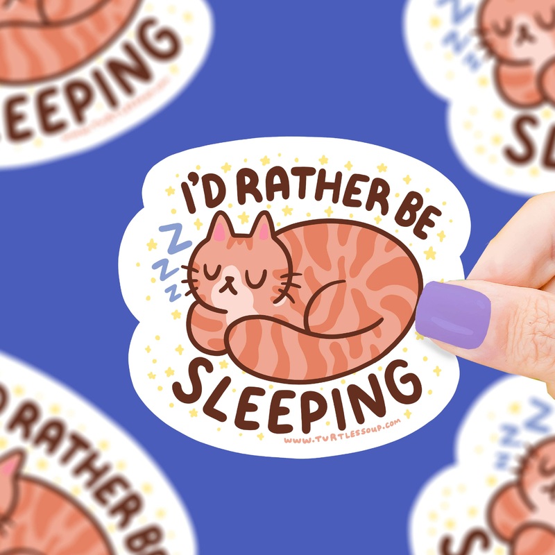 I’d Rather Be Sleeping Orange Tabby Cat Vinyl Sticker