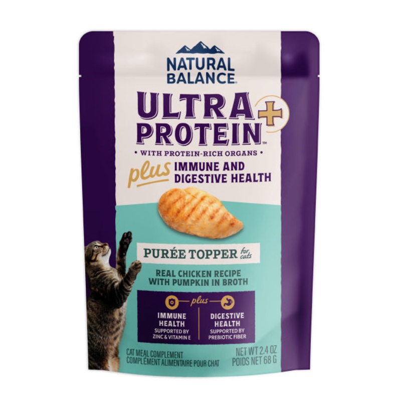 Natural Balance Ultra Protein+ Immune & Digestive Health Wet Cat Food Topper – Chicken & Pumpkin – 2.4oz Pouch