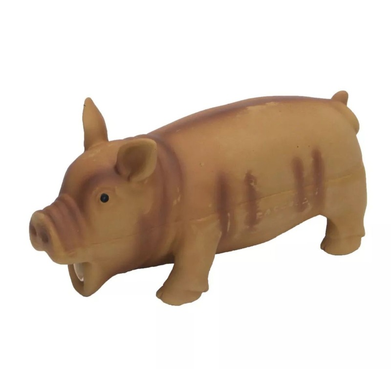 Rascals Latex Grunting Dog Toy Pig Brown 6.25″