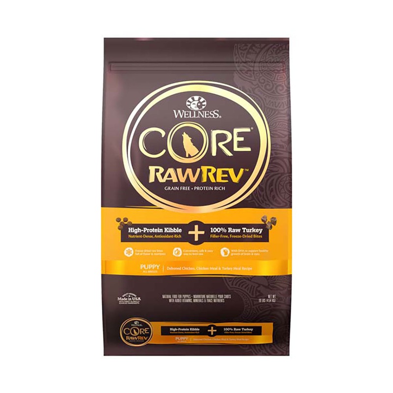 Wellness Core RawRev Grain Free Deboned Chicken, Chicken Meal & Turkey Meal Recipe Puppy Dog Food 10 Lbs