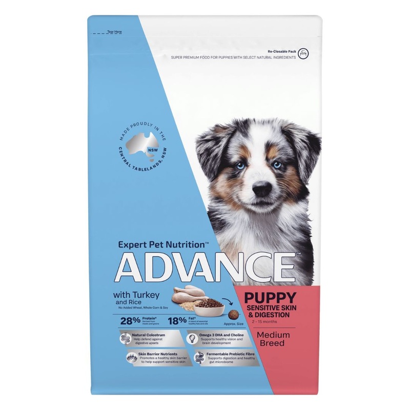 Advance Dog Food Puppy Medium Breed Sensitive Skin & Digestion with Turkey and Rice 3kg