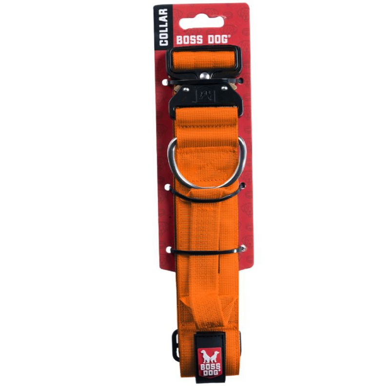 Boss Dog Tactical Collar 1.5″ Wide 15″-18″ Medium Solid Orange