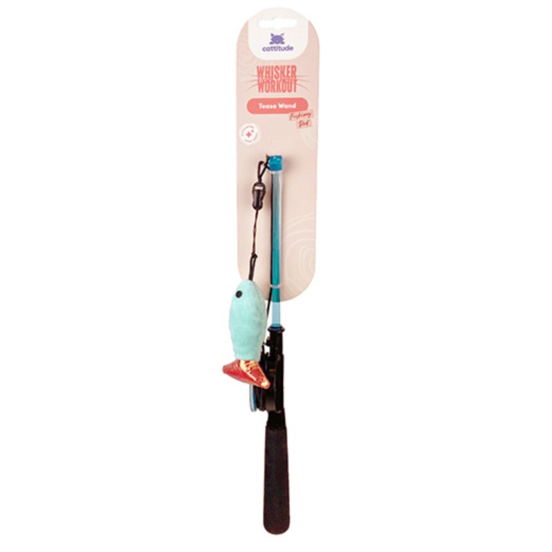 CATTITUDE CAT TOY WHISKER WORKOUT TEASE WAND FISHING ROD