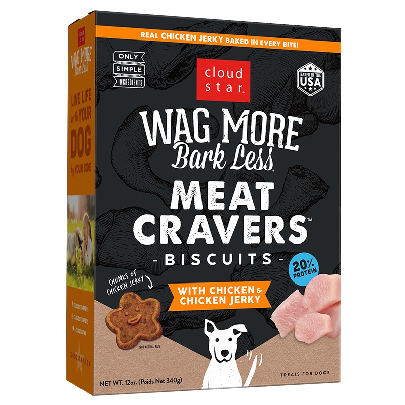 Cloud Star Wag More Bark Less Meat Cravers Biscuits Chicken & Chicken Jerky for Dogs (12 oz)