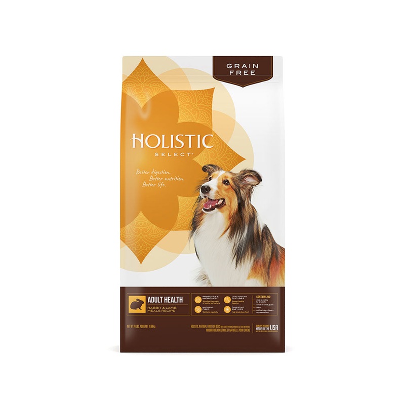 Holistic Select Grain Free Adult Health Rabbit & Lamb Meals Recipe Dog Food 24 Lbs