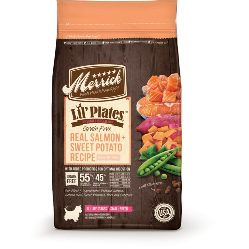 Merrick Lil Plates Small Breed Dog Food Grain Free Real Salmon & Sweet Potato Recipe Small Dog Food