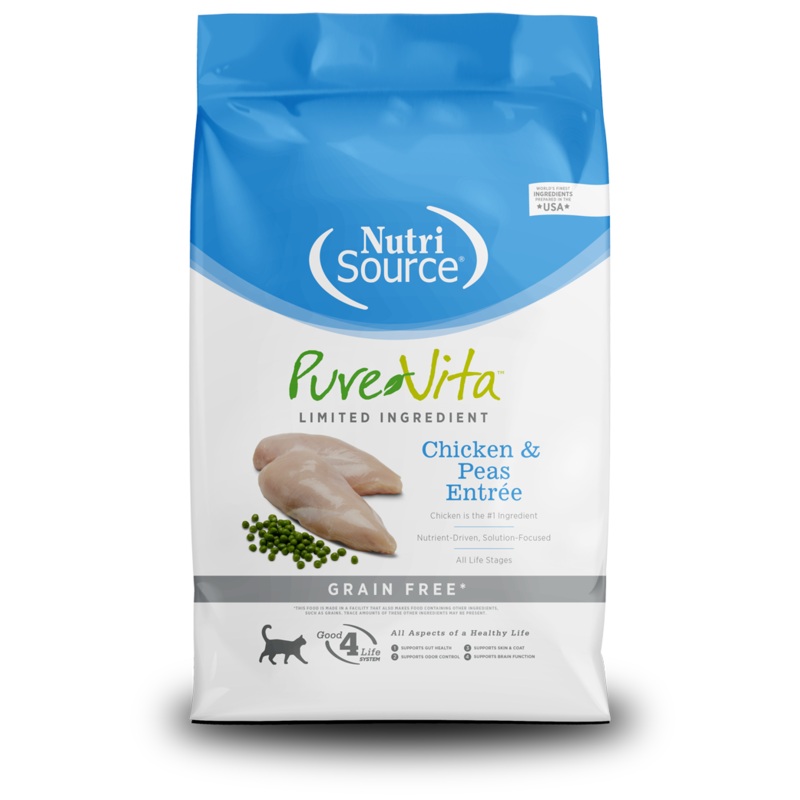NutriSource PureVita Grain Free Chicken & Peas Entre Limited Ingredient Cat Food 15 lbs
