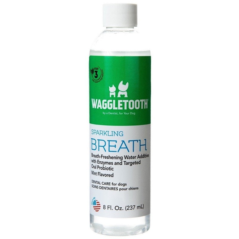 Waggletooth Sparkling Breath Water Additive for Dogs 8-oz.