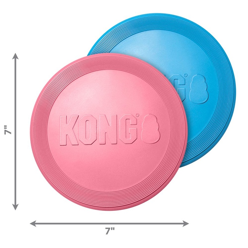 Kong Puppy Flyer Rubber Dog Toy – Pink or Blue Blue