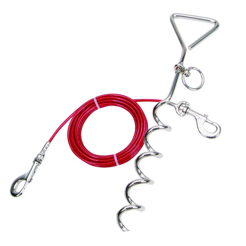 Coastal Pet Titan Dog Stake and Cable Tie Out Combo 15′ Red