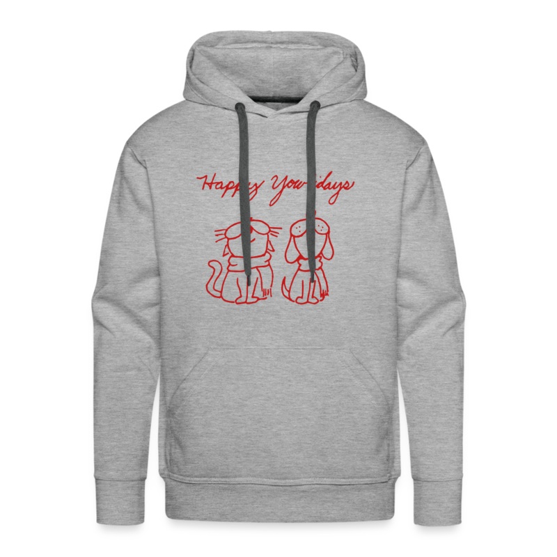 Happy Yowlidays Sparkle-Print Premium Hoodie heather grey S