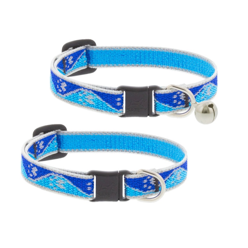 Reflective Safety Cat Collar  Blue Paws – With Bell
