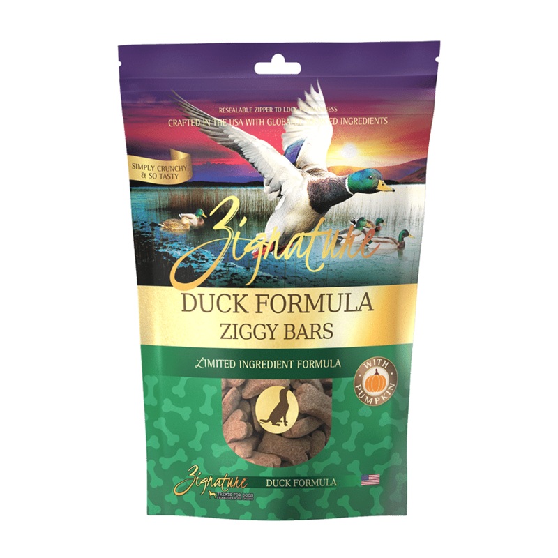 Zignature Ziggy Bar Biscuit Dog Treats – Duck 12oz
