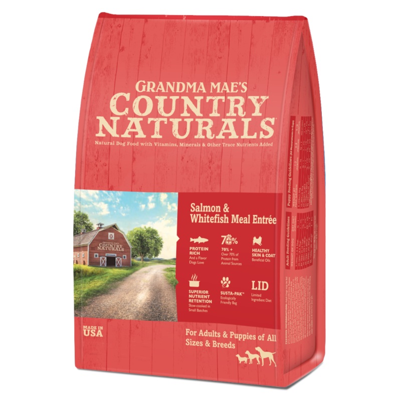Grandma Mae’s Country Naturals Salmon & Whitefish Meal Entre Dry Dog Food 4Lb Bag