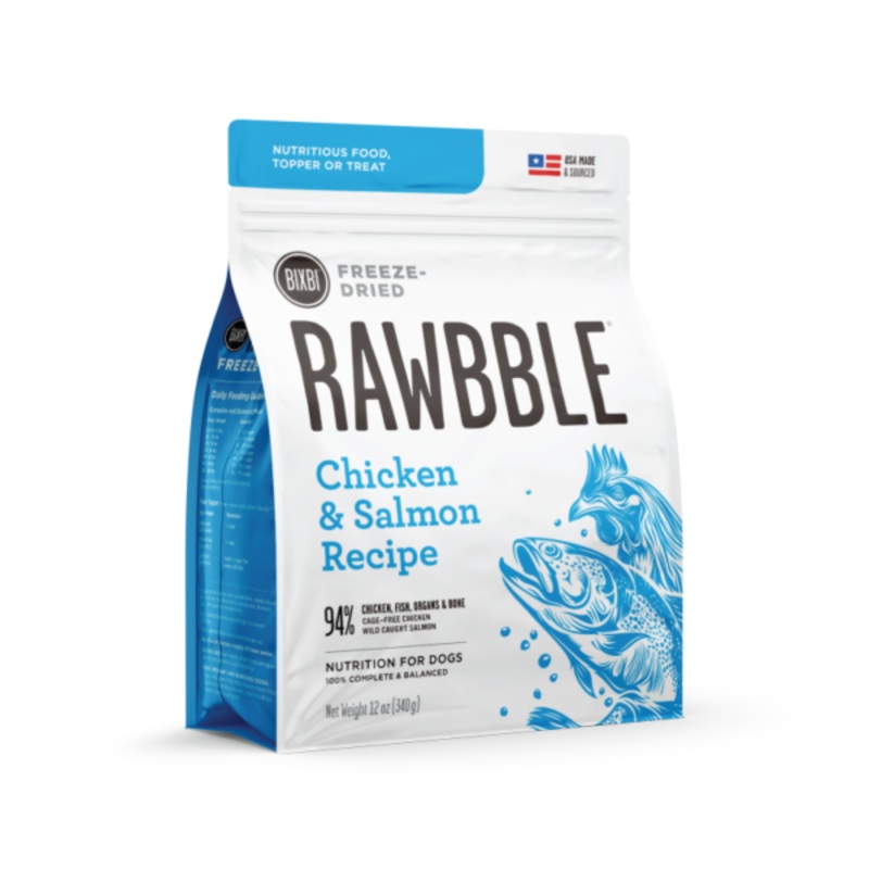 Bixbi Rawbble Freeze-Dried Food for Dogs  Chicken & Salmon Recipe 4.5 oz